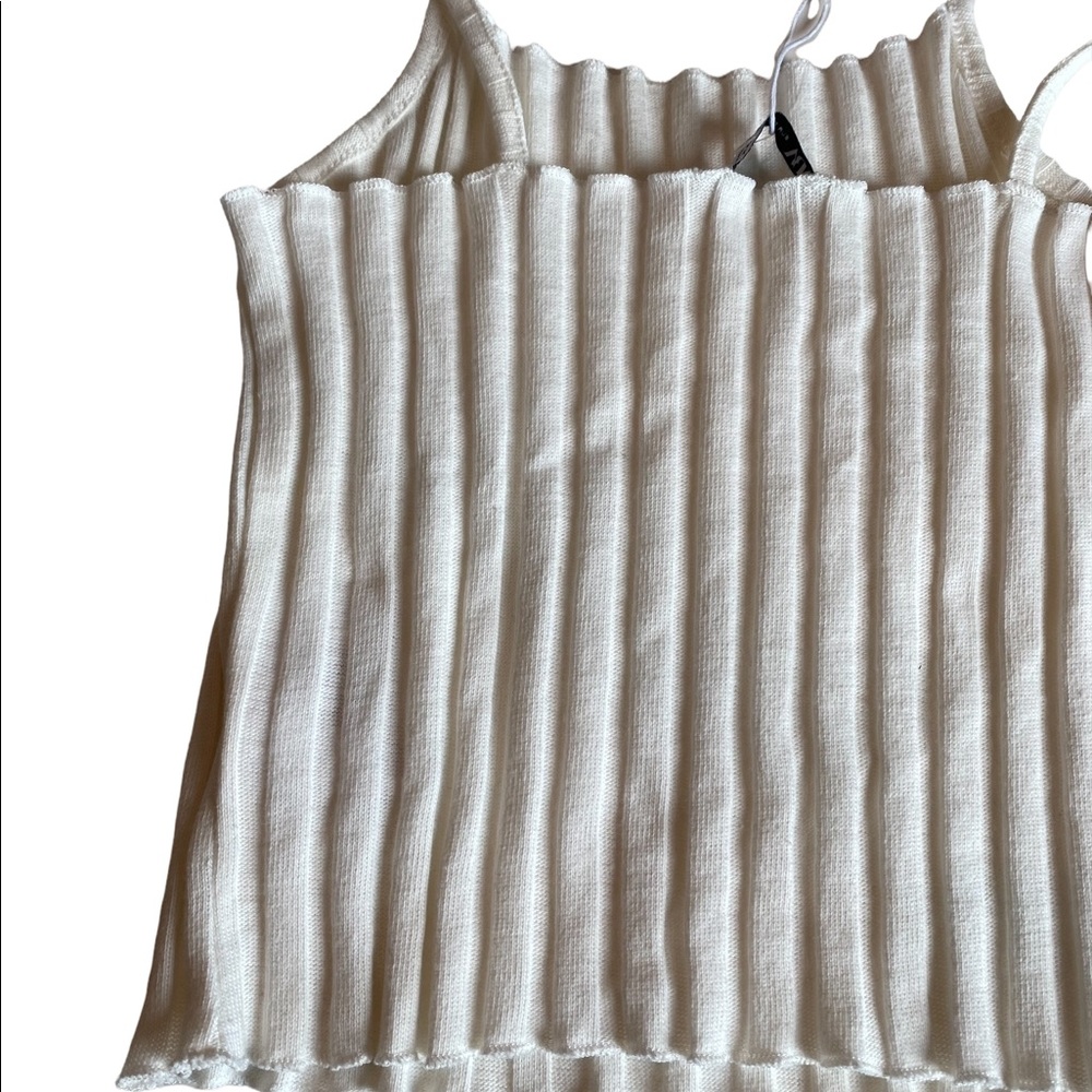 Zara Ivory Ribbed Crop Tank Top - Picture 4 of 13